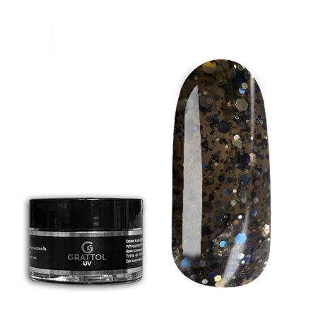 Grattol Gel Opal Planet - Гель цветной с блестками Pluton, 15мл