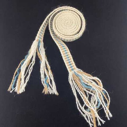 Пояс тканный бело-голубой