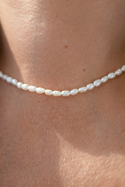 Колье - чокер с рисовым жемчугом