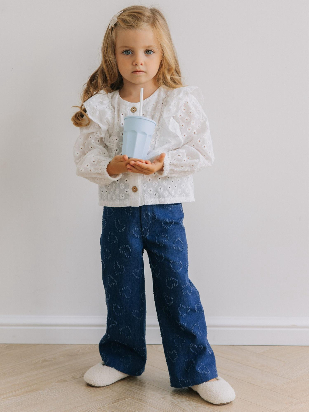 Джинсы с сердечками, Синий