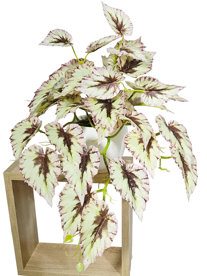 Искусственная Бегония светлая изящная 40 см в кашпо