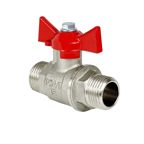 Кран шаровой (с никелевым покрытием), ручка-бабочка НР/НР 1/2" VALFEX