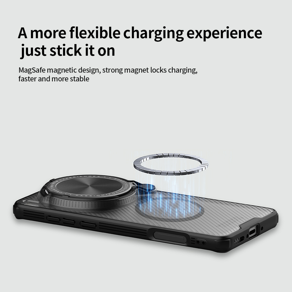 Чехол прозрачный тонированный (Transparent Black) от Nillkin с поддержкой MagSafe на смартфон Vivo X200 Ultra, серия CamShield Prop Magnetic Case