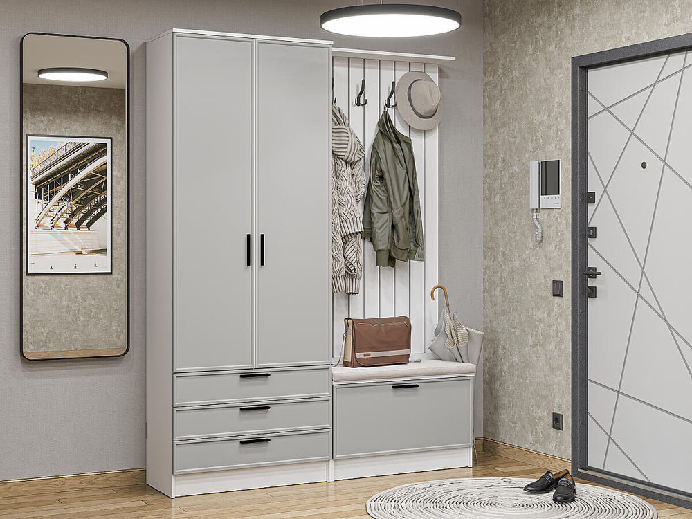 Прихожая Стиль-03 Grey Silk Белый