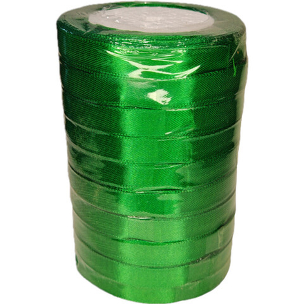 Лента упаковочная атласная 12мм, 22 м зеленая (10шт/уп)