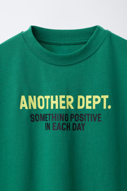 ZARA ФУТБОЛКА С НАДПИСЬЮ, ЗЕЛЕНЫЙ