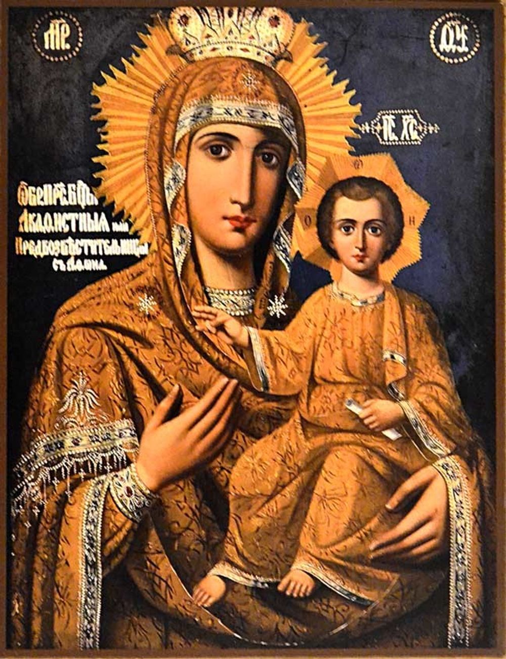 Предвозвестительница. Акафистная Зографская икона Божьей Матери на дереве.