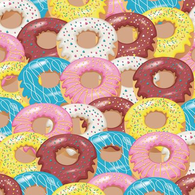 Паттерн с разноцветными сладкими пончиками