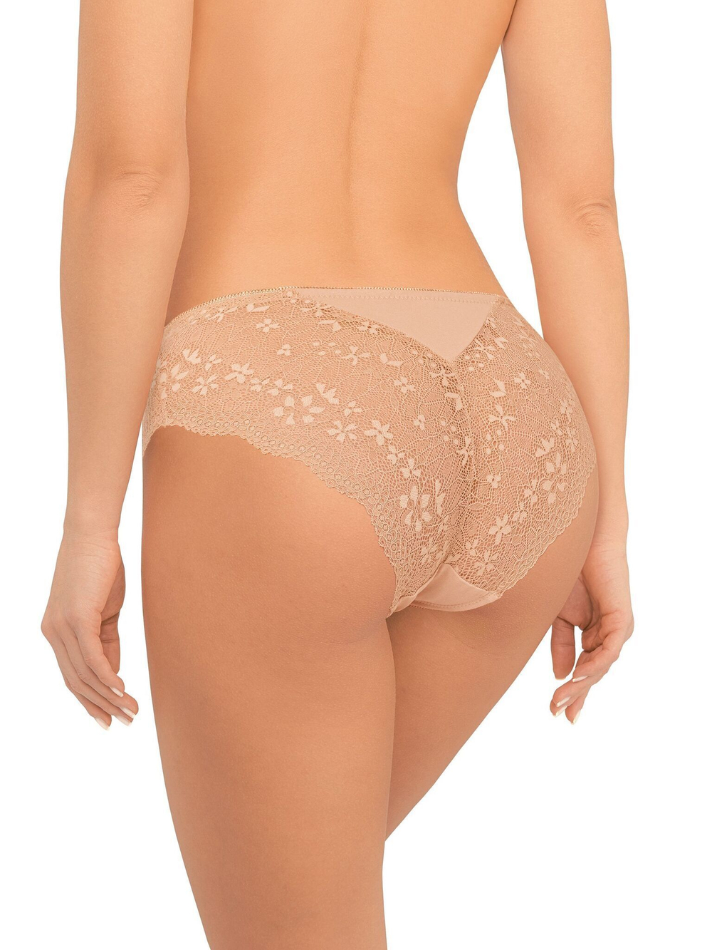 Трусики-слипы с мягким цветочным кружевом по бокам (Размер: S) (Цвет: бежевый)