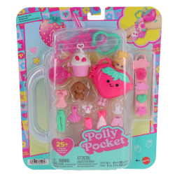 Polly Pocket - Стильный браслет КЛУБНИКА Набор с брелоком и куколкой JKR53