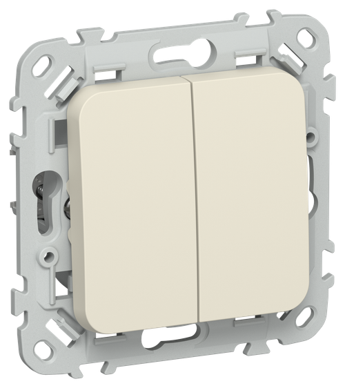 FLITE Выключатель 2-клавишный проходной 10А ВС62-1-0-ФлСл сливочный IEK