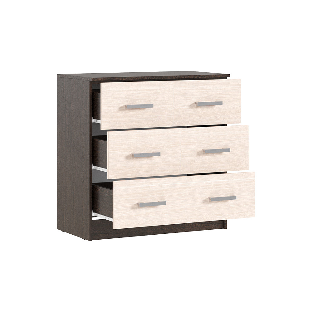 Комод с 3-мя ящиками Бася, Дуб беленый, Венге