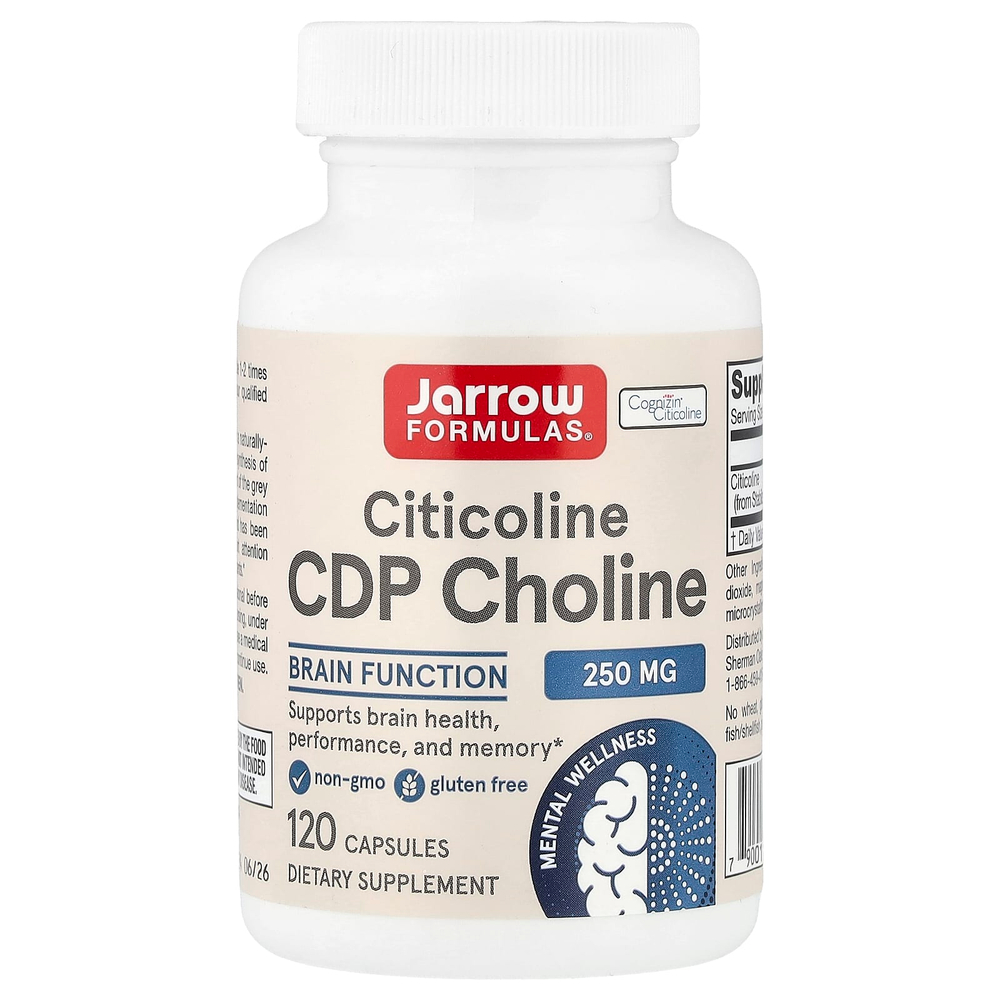 Jarrow Formulas, цитиколин, холин CDP, 250 мг, 120 капсул