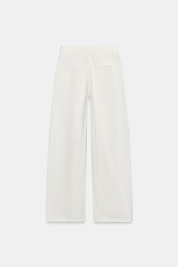 ZARA ДЖИНСЫ TRF EXTRA WIDE-LEG С ВЫСОКОЙ ПОСАДКОЙ, ЖЕЛТОВАТО-БЕЛЫЙ