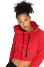 Укороченное худи с капюшоном (Размер: L) (Цвет: красный)