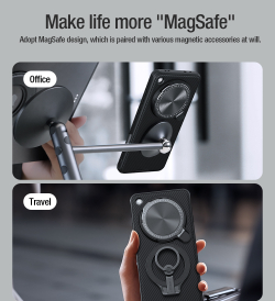 Чехол c поддержкой MagSafe от Nillkin на OPPO Find X8 Ultra с металлической откидной крышкой, серия CamShield Prop Magnetic Case