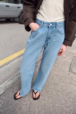 ZARA ДЖИНСЫ Z1975 REGULAR FIT LONG LENGTH С ВЫСОКОЙ ПОСАДКОЙ, ГОЛУБОЙ