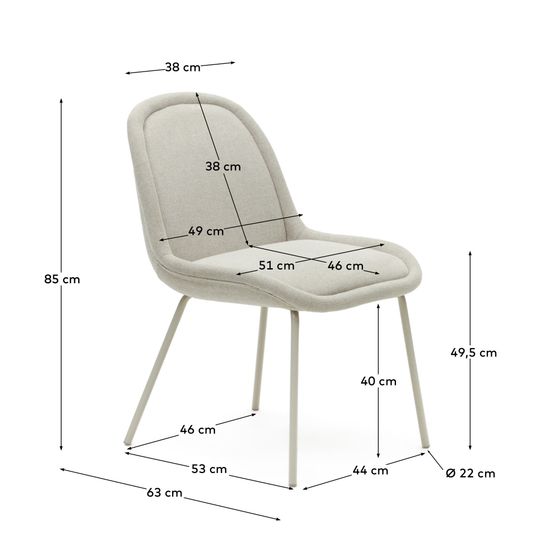 Aimin Стул из бежевой синели с бежевыми стальными ножками Испания La Forma
