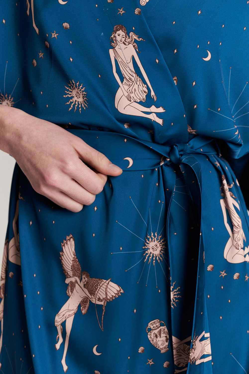 Шелковый халат-кимоно one size