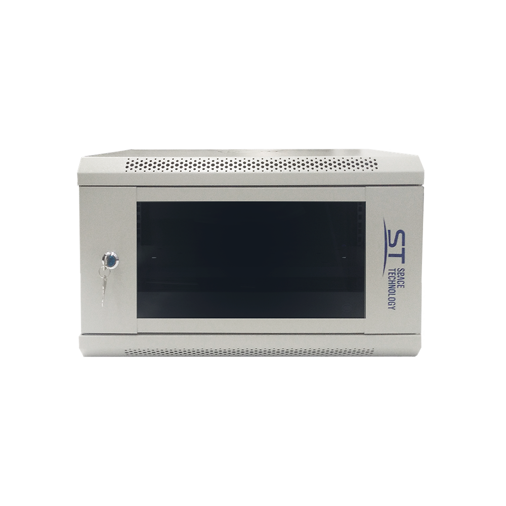 Шкаф телекоммуникационный настенный ST-NC6U01 (СЕРЫЙ)  С ПОЛКОЙ (версия 2)