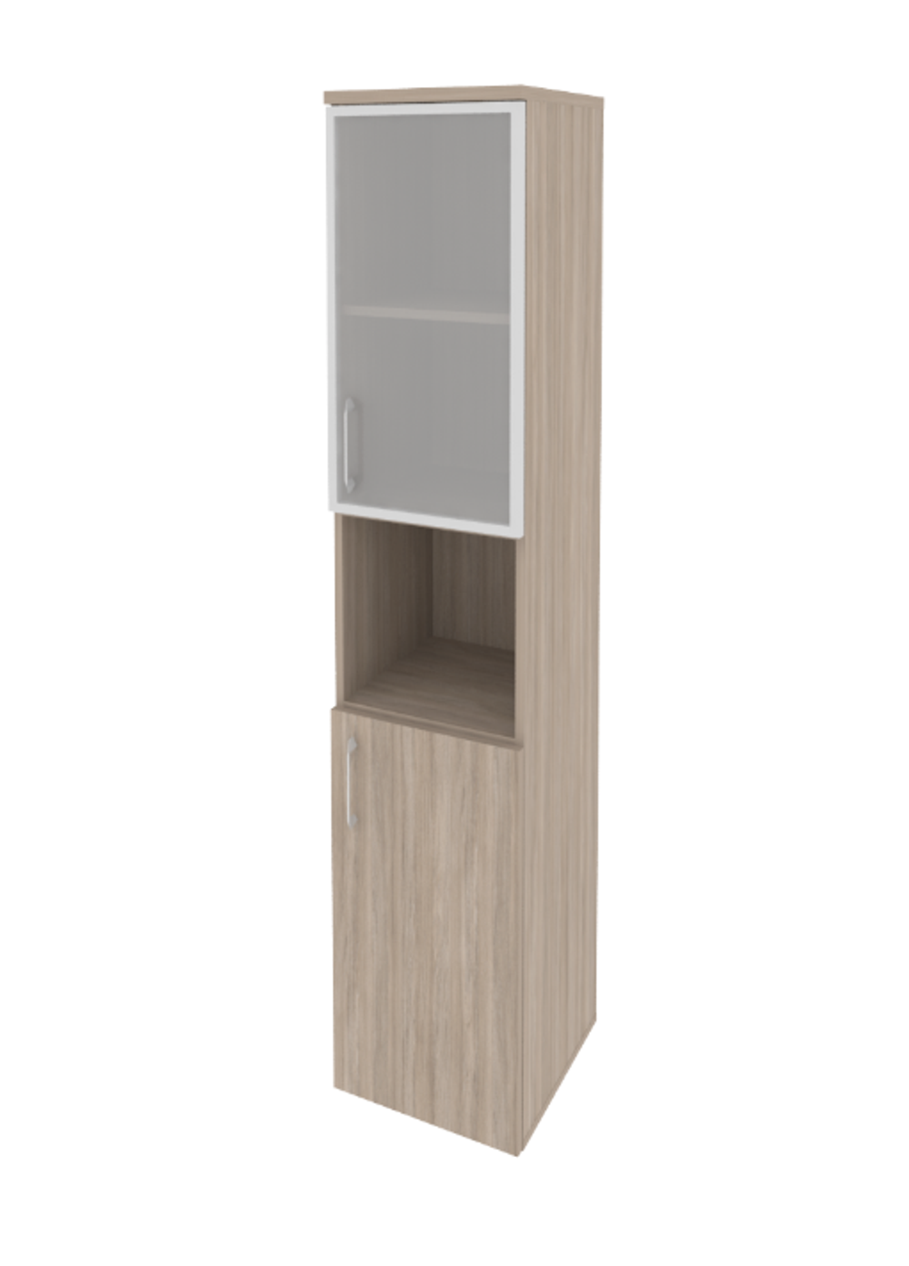 Шкаф-пенал с 2 комплектами дверей, стеклом в раме и нишей Onix