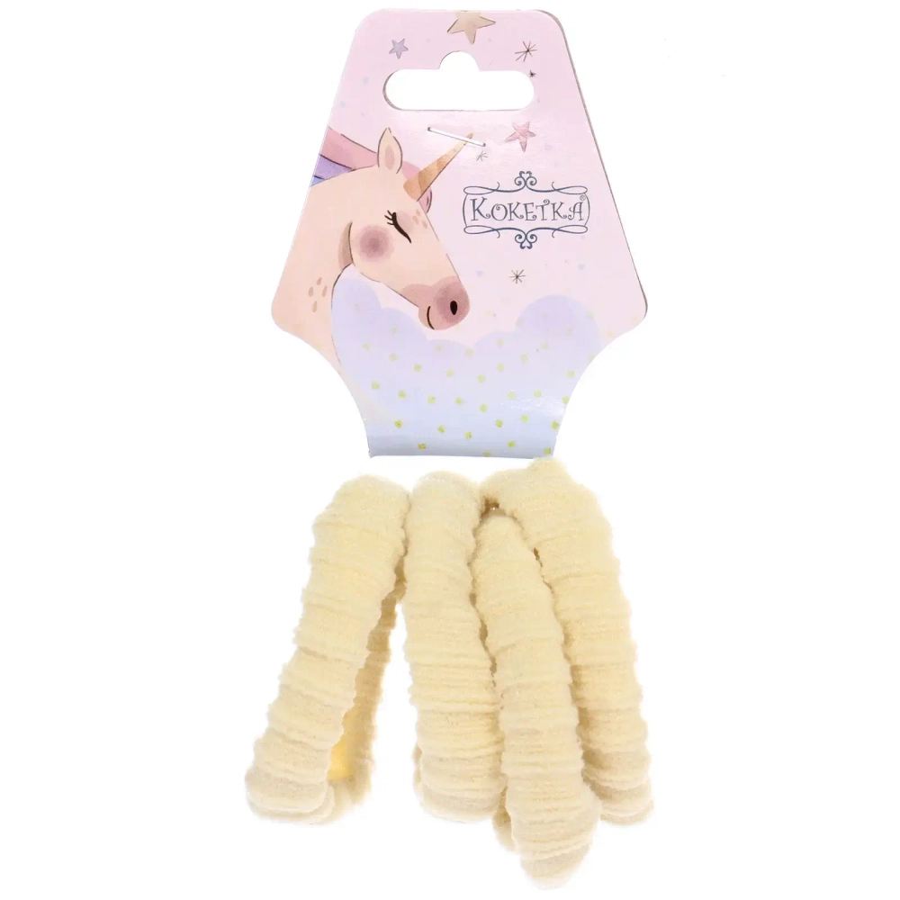 Резинки для волос детские 4шт «Raili fashion», цвет молочный, d-4см (подвес единорог)