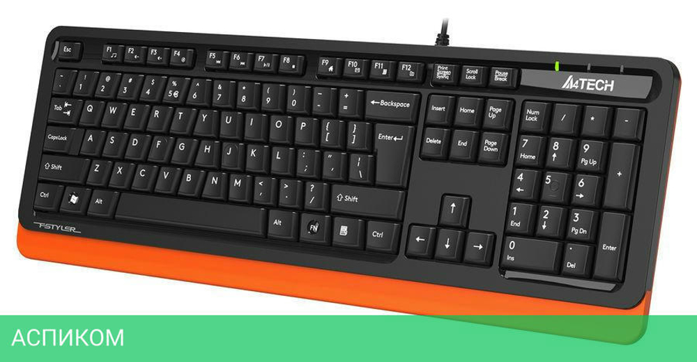 Клавиатура A4Tech Fstyler FKS10 черный/оранжевый