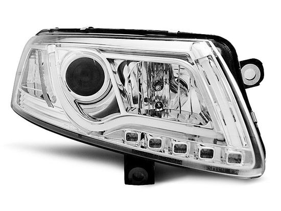 Передние фары Audi A6 C6 xenon tube lights tru drl chrome