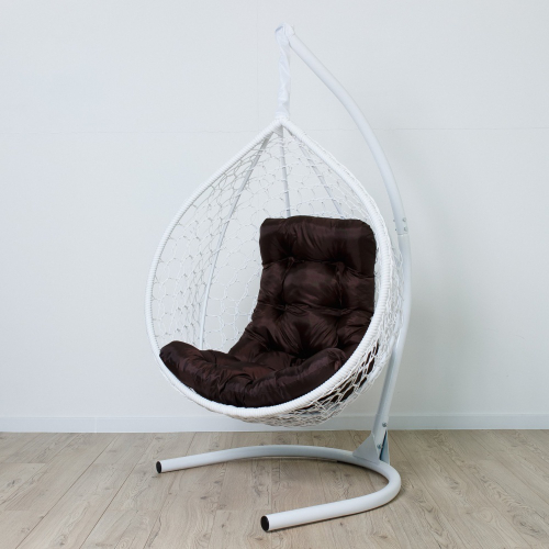 57034 Кресло Подвесное Кокон БЕЛЫЙ Чебоксары (Вид каркаса Smile Plus, Ажур, подушка)