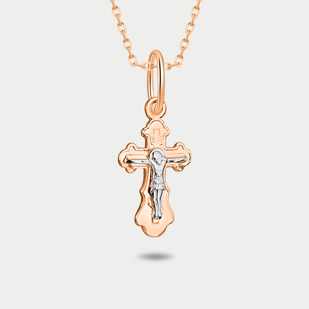 Крест женский православный из розового золота 585 пробы без вставок (арт. ПШ0010А)