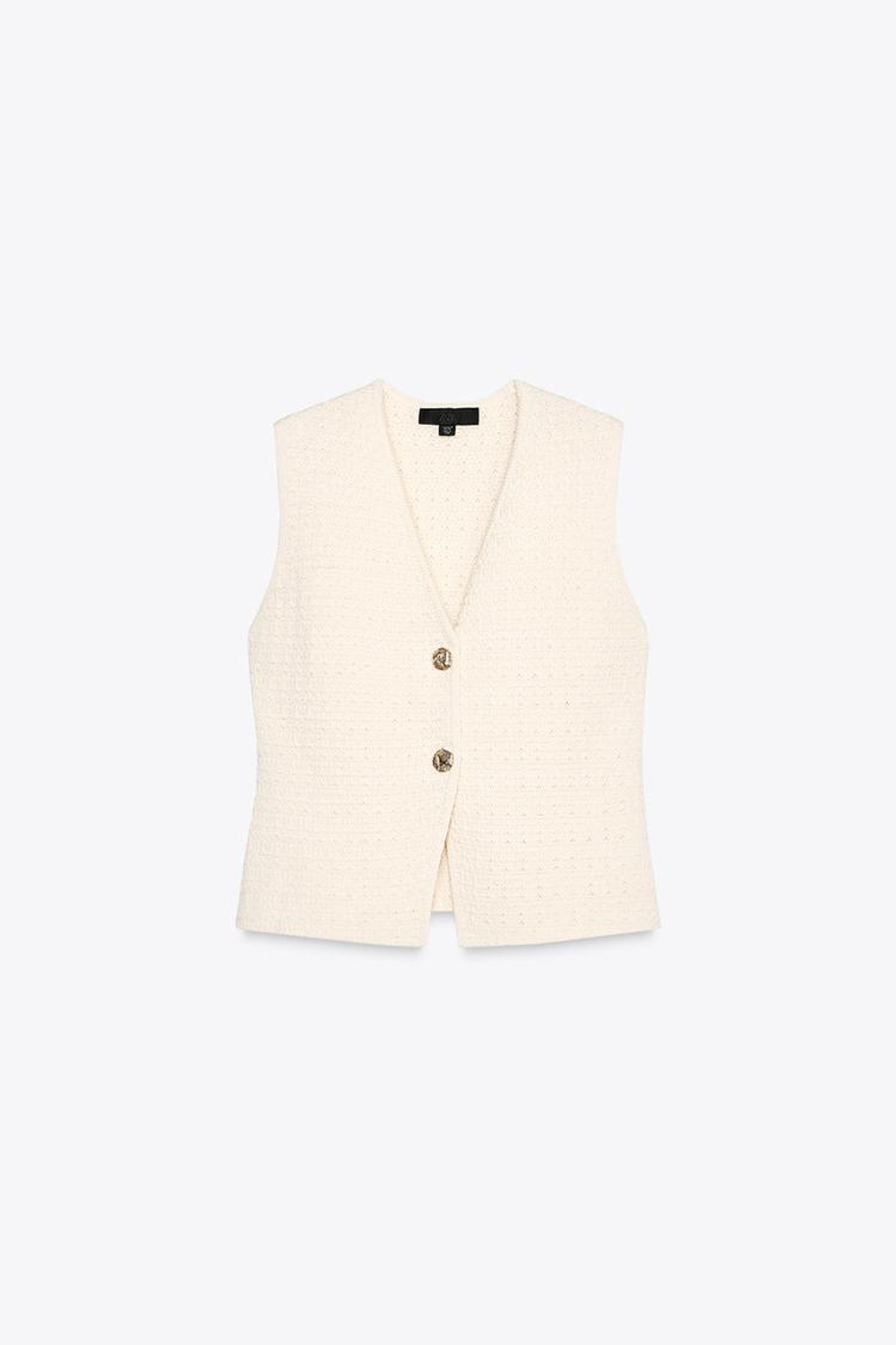 ZARA ТРИКОТАЖНЫЙ ЖИЛЕТ С РЕЛЬЕФНЫМ УЗОРОМ, ЭКРЮ