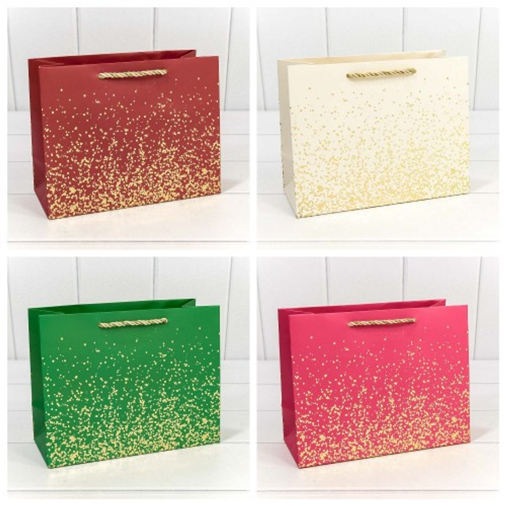 Пакет подарочный 23 х 18 х 10 см Набор 4 шт "Золотые вкрапления" (Микс)