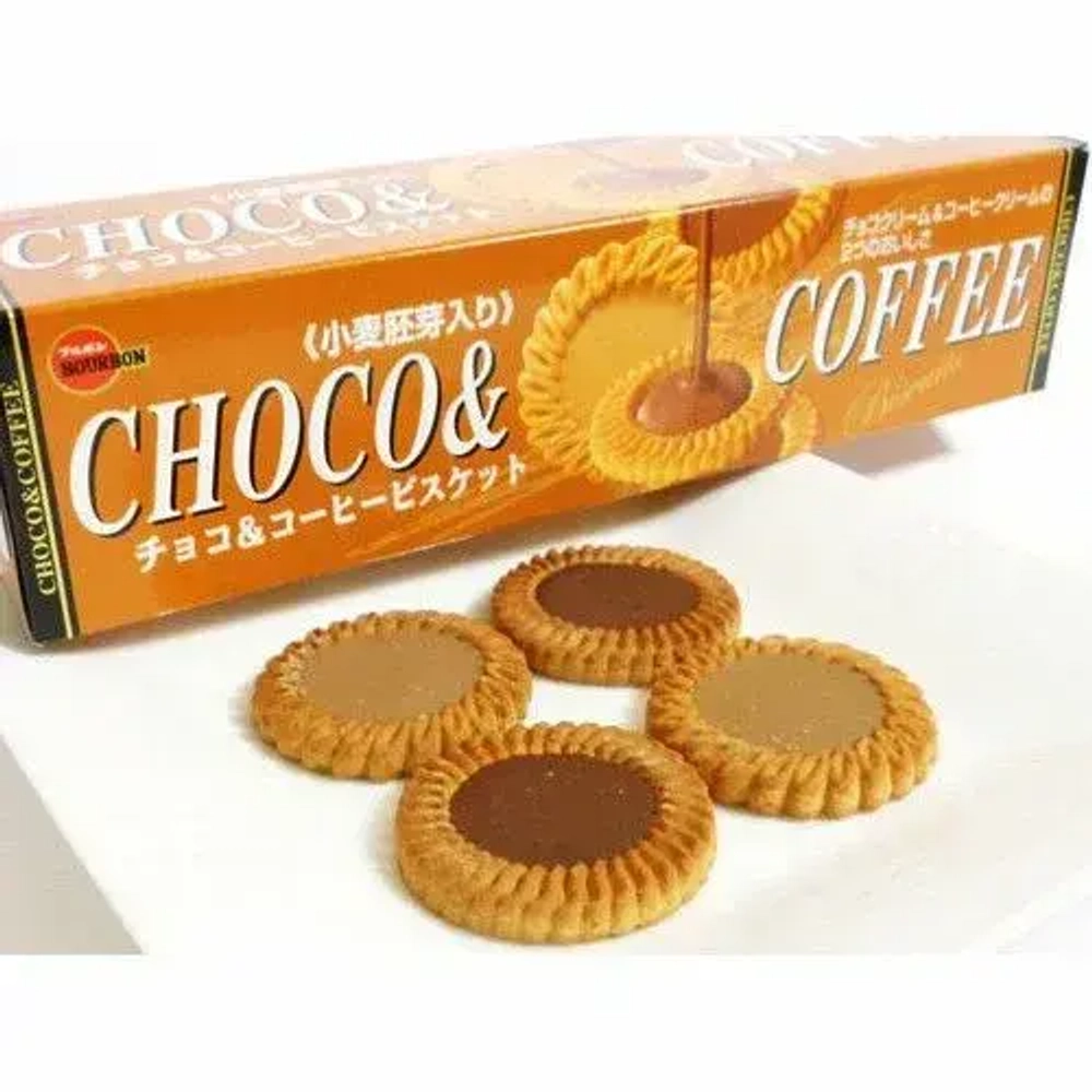 Печенье "Bourbon" Chocolate&Coffee Bisquits шоколадно-кофейное, 108 гр
