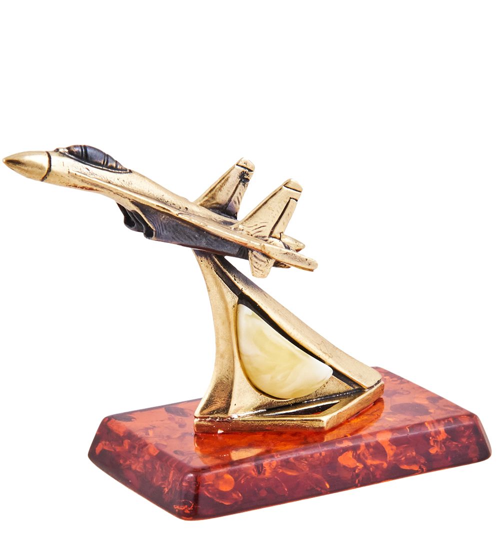 AM-3664 Фигурка «Истребитель СУ» (латунь, янтарь)
