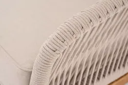 "Канны" левый модуль плетеный из роупа, основание дуб, роуп бежевый круглый, ткань бежевая 052