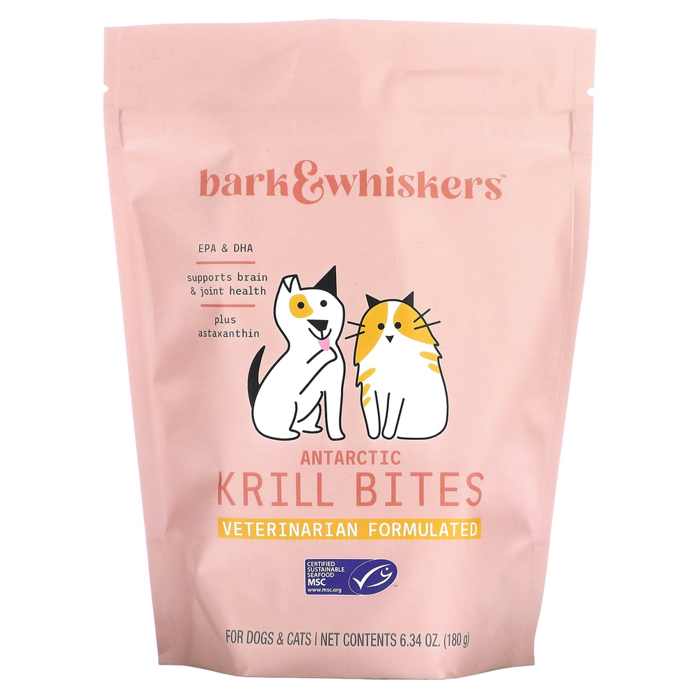 Dr. Mercola, Bark & Whiskers™, антарктический криль, для собак и кошек, 180 г (6,34 унции)