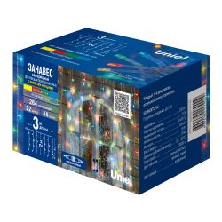 ULD-C3020-264-TTK MULTI IP44 Занавес светодиодный с эффектом мерцания. 3х2м. 264 светодиода. Разноцветный свет. Провод прозрачный. TM Uniel