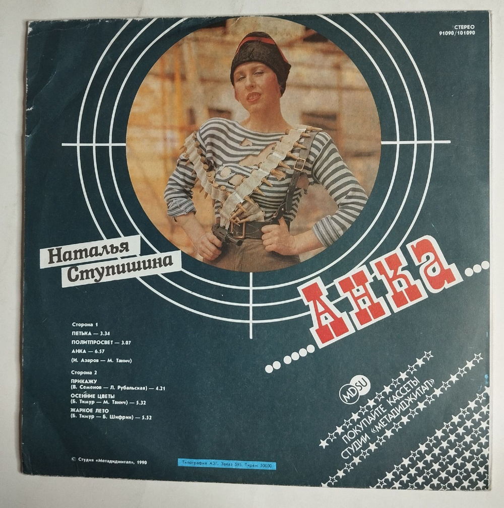 Винтажная виниловая пластинка LP Наталья Ступишина Анка (СССР 1990)