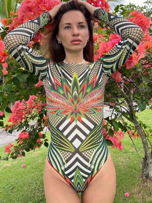 Купальник слит. с рукавом Zanzibar Green Print