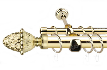 Карниз кованый Шишка d25/16 мм двухрядный, цвет золото глянец