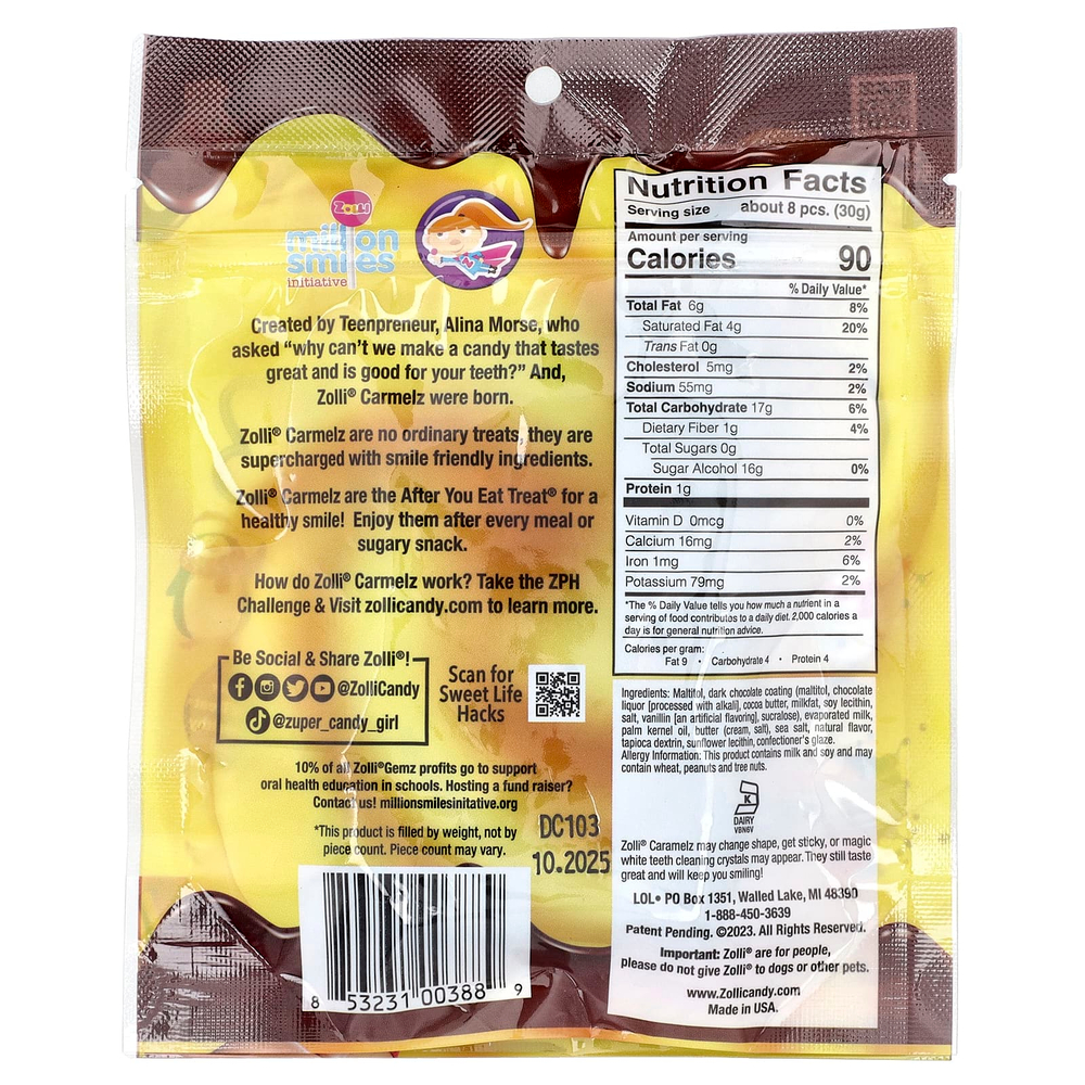 Zollipops, Caramelz, темный шоколад, 85 г (3 унции)