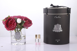 Букет роз ароматизированный в прозрачной вазе и 2 спрея Cote Noire Peonies Scarlet