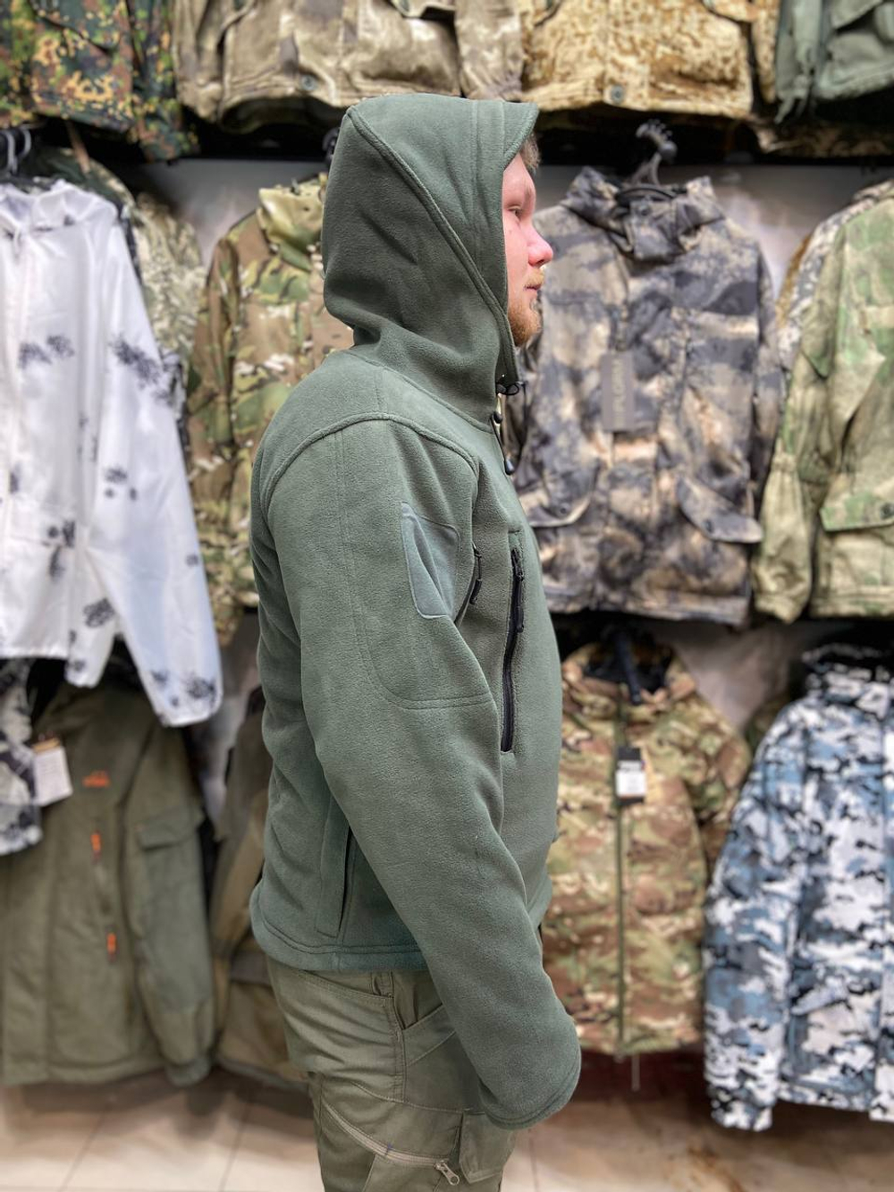 Флисовая кофта Han-Wild С капюшоном Олива