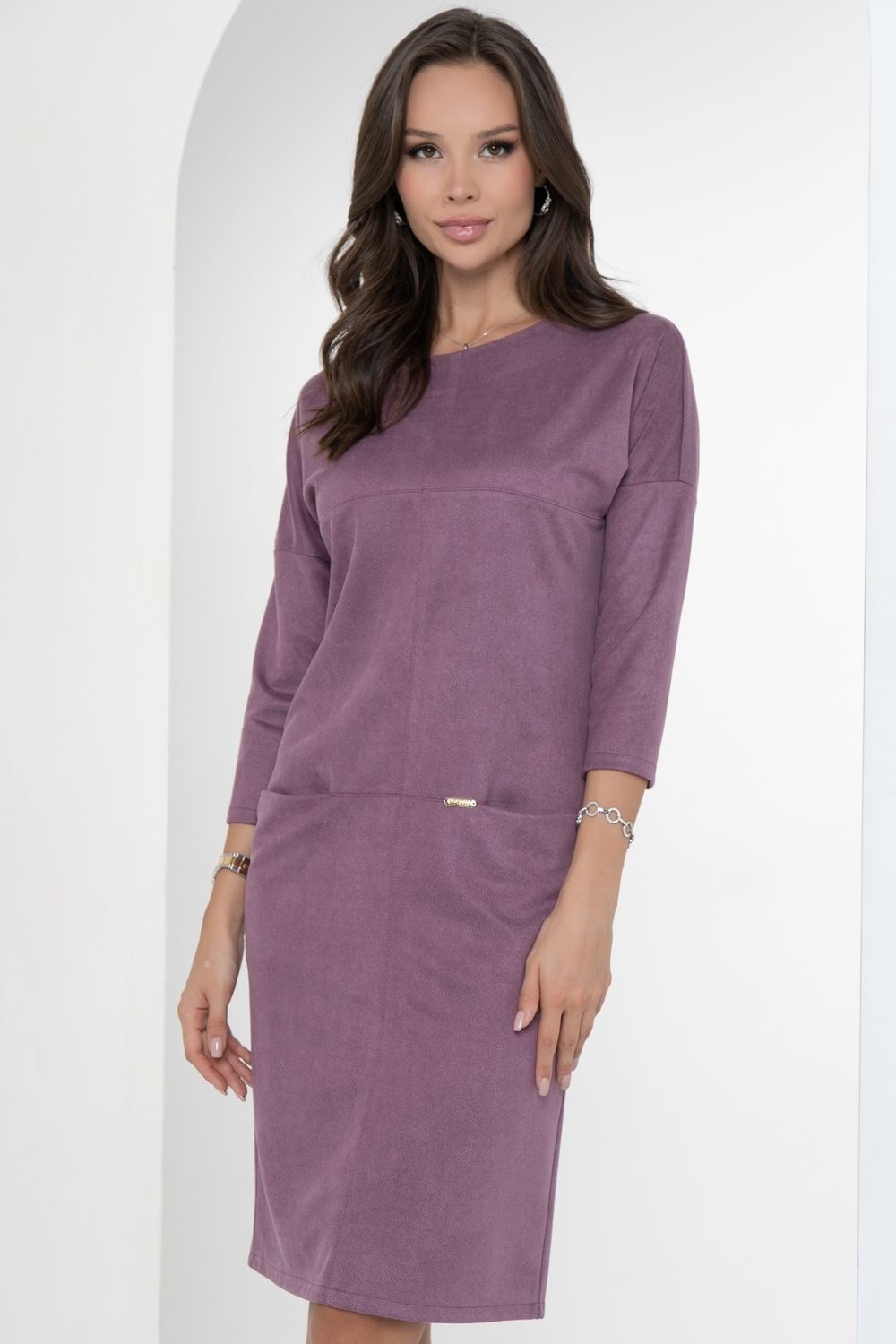 Платье Стильный вельвет (сирень) Diolche (Акция)