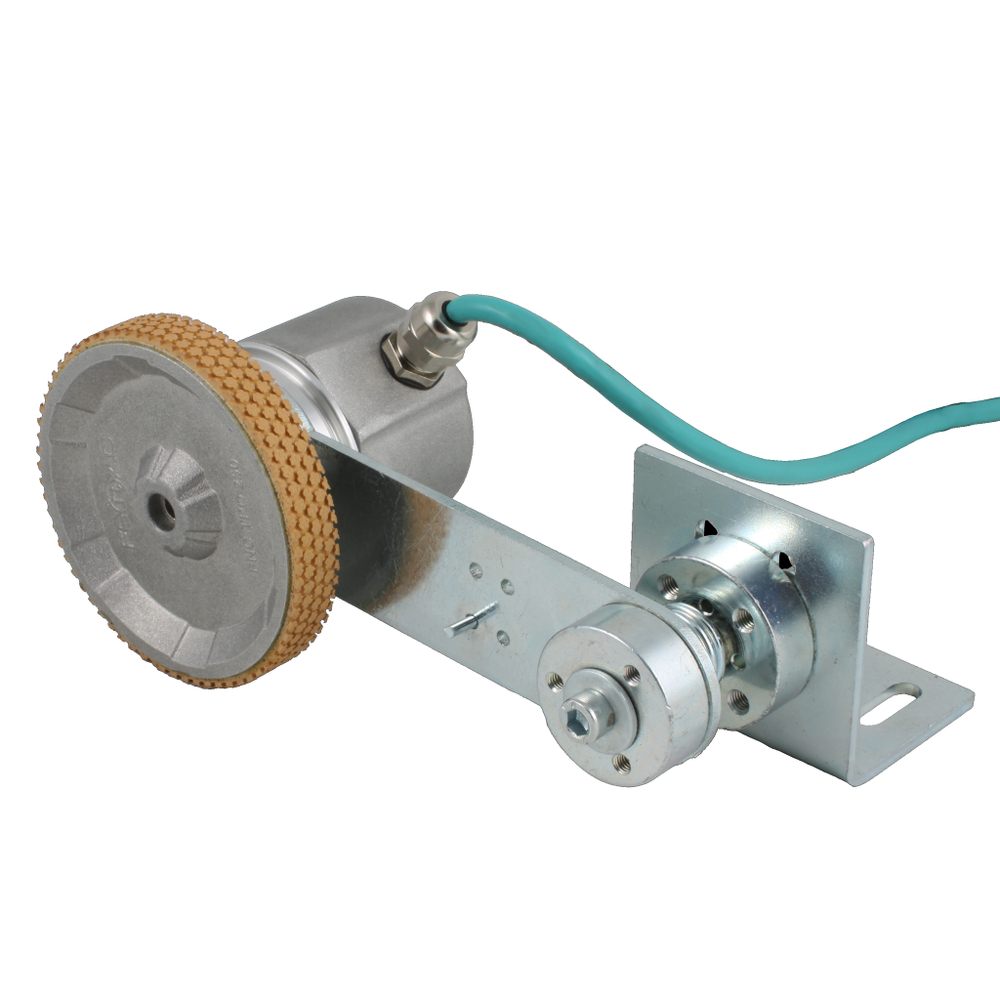 Инкрементальный энкодер INNOCONT D=50мм с мерным колесом L=250мм, контактная поверхность - резина, профиль ребристый, 1имп/0,5мм, 5…30VDC, выход HTL, IP64, -20…+85°C, радиальный кабель 2м