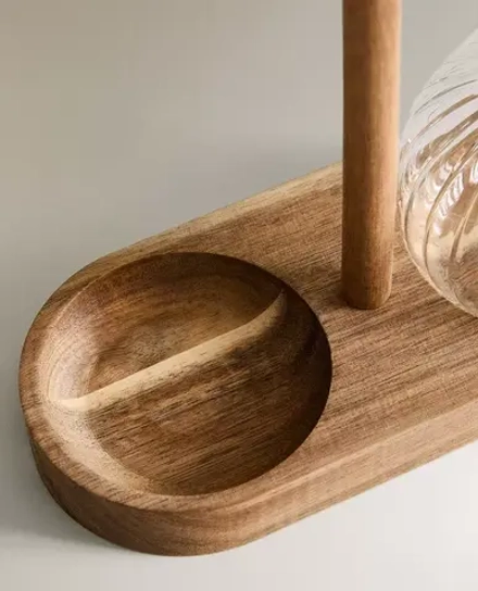 ZARA HOME НАБОР ГРАФИНОВ ИЗ БОРОСИЛИКАТНОГО СТЕКЛА И ДЕРЕВА, ПРОЗРАЧНЫЙ