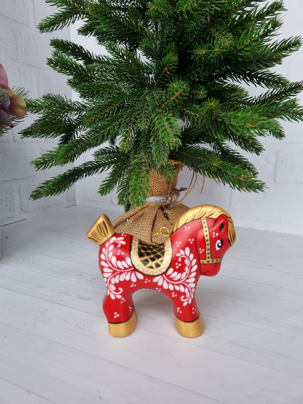 Конь-Огонь ёлочная игрушка из фарфора