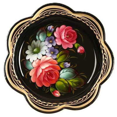 Жостовский поднос декоративный, размер 18 см (A1), металлический