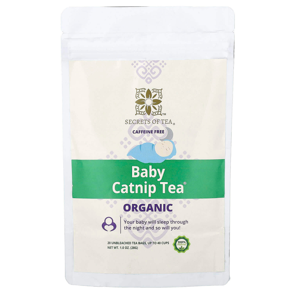 Secrets of Tea, Organic Baby Catnip Tea®, без кофеина, 20 неотбеленных чайных пакетиков, 28 г (1 унция)