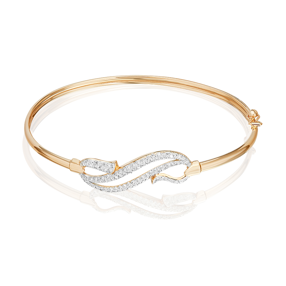 Браслет жесткий из красного золота с фианитами